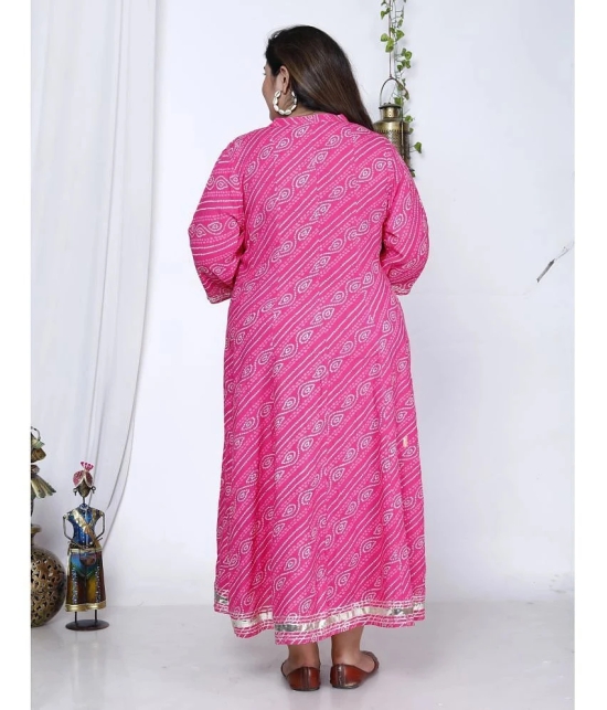 Swasti Cotton Blend Printed Flared Womens Kurti - Pink ( Pack of 1 ) - None