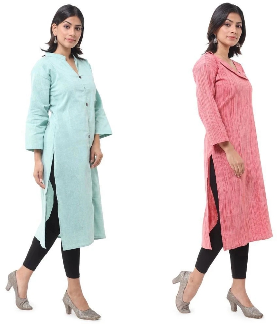 DESHBANDHU DBK - Multicolor Cotton Womens Straight Kurti ( Pack of 2 ) - None