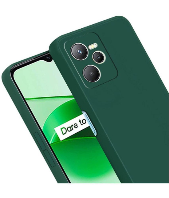 Case Vault Covers - Green Silicon Plain Cases Compatible For Realme C35 ( Pack of 1 ) - Green