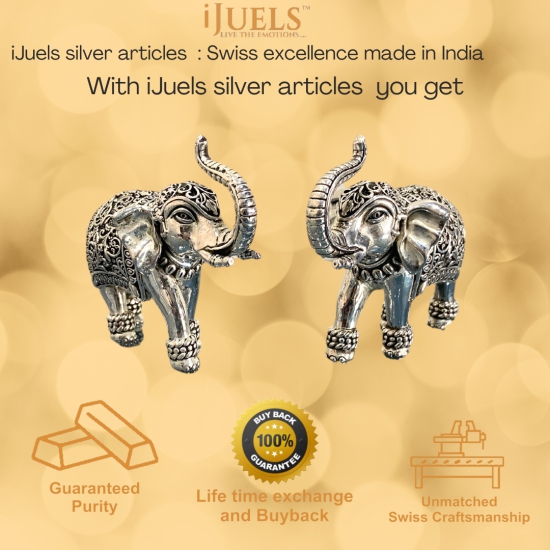 92.5% Pure Silver Elephant Pair For Gifting.