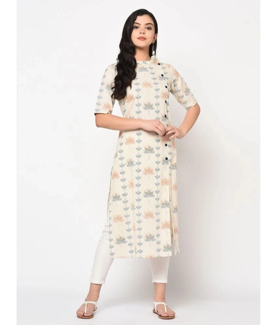 Antaran Cotton Printed Front Slit Womens Kurti - Off White ( Pack of 1 ) - None