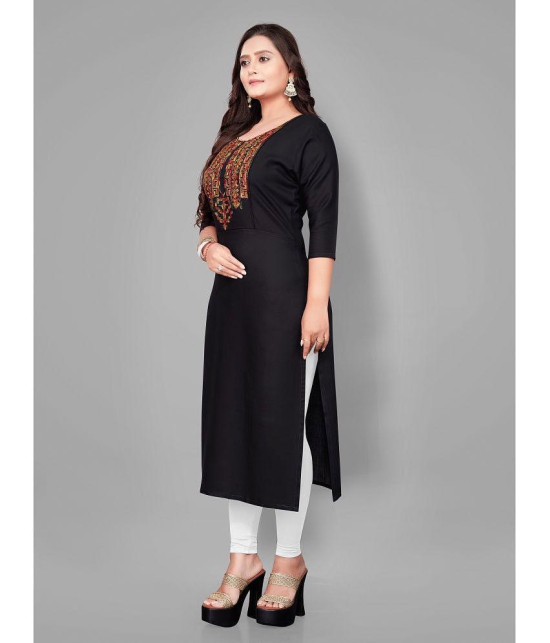 RIAANA - Black Rayon Women's Straight Kurti ( Pack of 1 ) - None