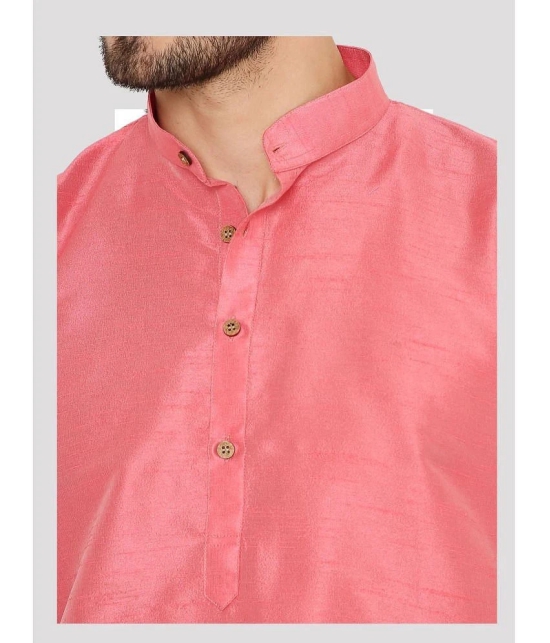 Maharaja - Pink Silk Regular Fit Mens Kurta Pyjama Set ( Pack of 1 ) - None