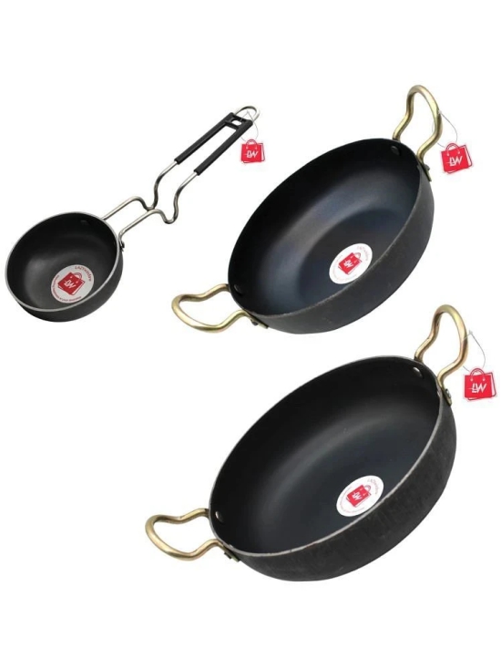 LAZYWINDOW Black Iron No Coating Cookware Sets ( Set of 3 )