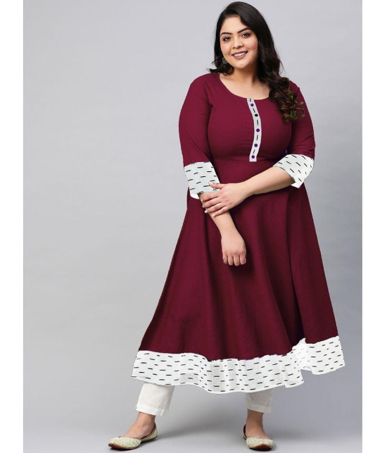 Estela - Wine Cotton Women's Anarkali Kurti ( Pack of 1 ) - None