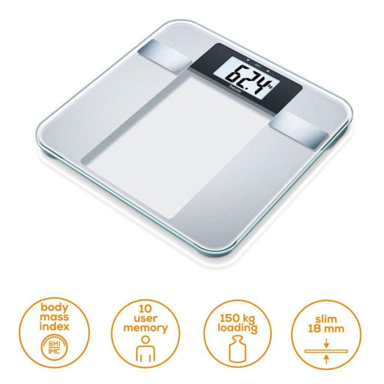 Beurer BG13 diagnostic bathroom scale, digital with BMI calculator