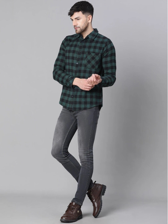 Oxolloxo Relaxed Buffalo Checked Spread Collar Cotton Casual Shirt