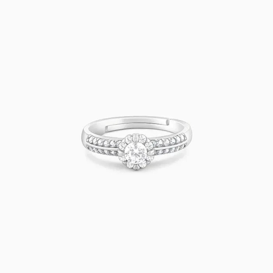 Silver Zircon Studded Grace Ring