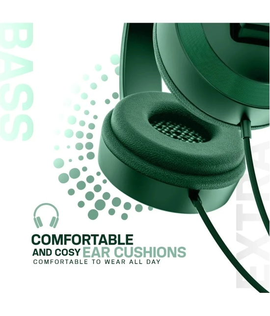 Bell BLHDP135A Type C Wired Headphone Over Ear 24 Hours Playback Passive noise cancellation IPX4(Splash & Sweat Proof) Green