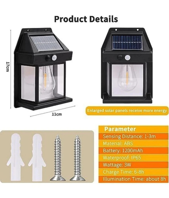 MAGNIQUE Solar Wall Lantern with 3 Modes & Motion Sensor, Waterproof Exterior Lighting with Clear Panel Premium Lamps (Pack of 1)\n - Assorted