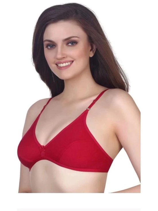 Kiran Enterprises Pack of 3 Cotton Blend Non Padded Womens Everyday Bra ( Black,Gold,Red ) - None