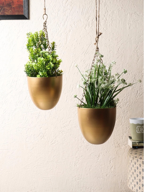 Hanging Capsule Planter (Set of 2)-Gold