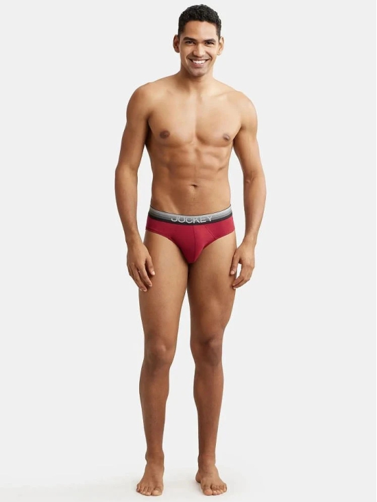 Jockey US07 Men Super Combed Cotton Elastane Solid Brief with Ultrasoft Waistband - Red Pepper - None