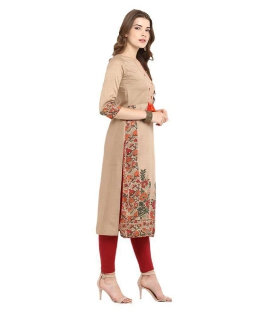 Janasya - Beige Silk Womens Straight Kurti ( Pack of 1 ) - XXL