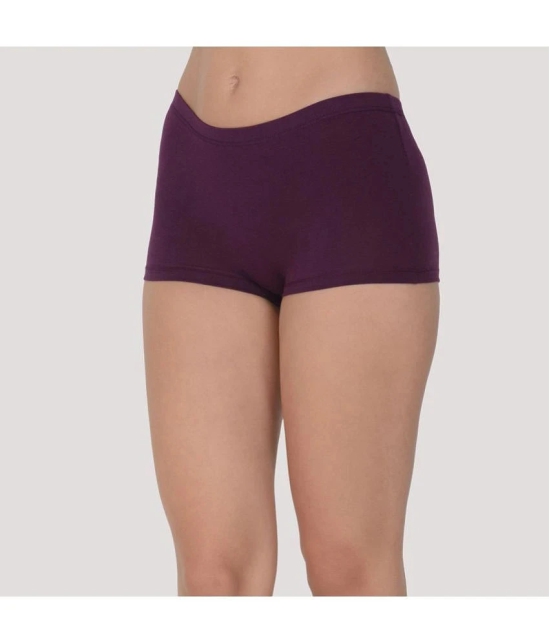 Leading Lady - Purple Cotton Solid Womens Boy Shorts ( Pack of 2 ) - None