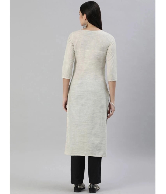 Hritika Cotton Blend Solid Straight Womens Kurti - Off White ( Pack of 1 ) - None