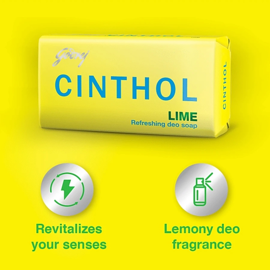 Cinthol Refreshing Deo Lime Bath Soap, 99.9% Germ Protection, 75 G (Pack Of 4)