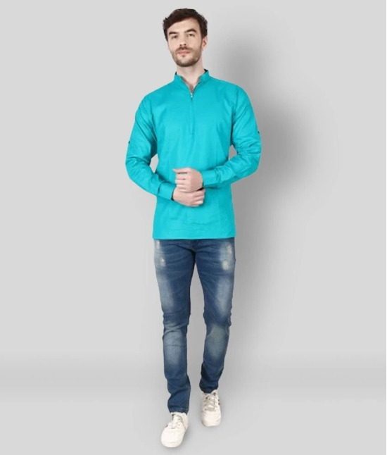 Springberry - Turquoise Cotton Slim Fit Mens Casual Shirt ( Pack of 1 ) - None