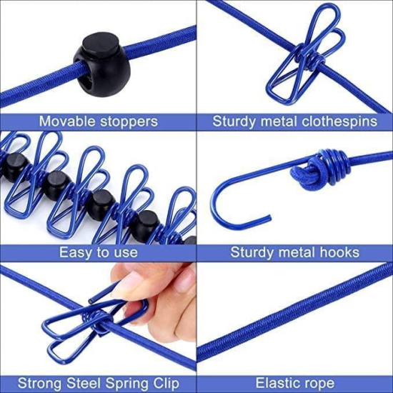 Travel Clothesline, Portable, Retractable and Adjustable Camping (Pack of 2)