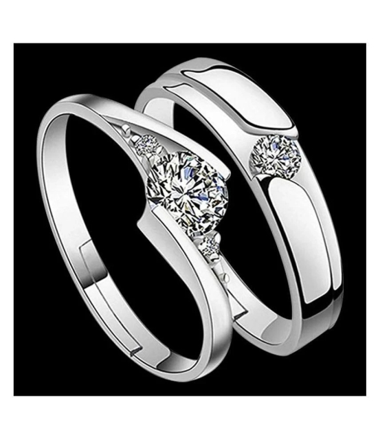 Paola  Adjustable Couple Rings Set for lovers Silverplated  Antique Solitaire couple ring For Men And Women Jewellery - None