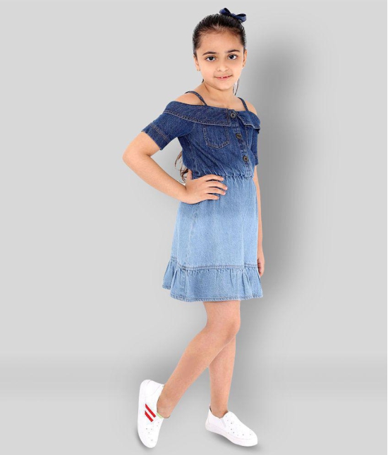 Naughty Ninos - Blue Denim Girl's A-line Dress ( Pack of 1 ) - None