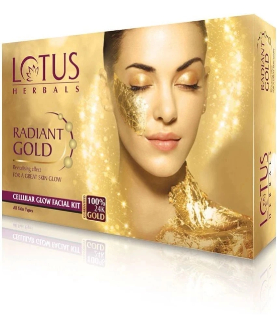 Lotus Herbals Radiant Gold Cellular Glow 1 Facial Kit With 24K Gold Leaves - 37g (Pack Of 2)