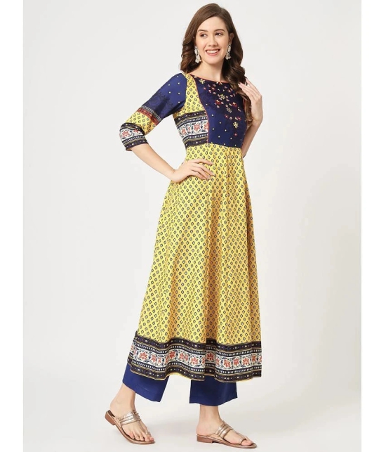 Pannkh - Yellow Rayon Womens Anarkali Kurti ( Pack of 1 ) - None