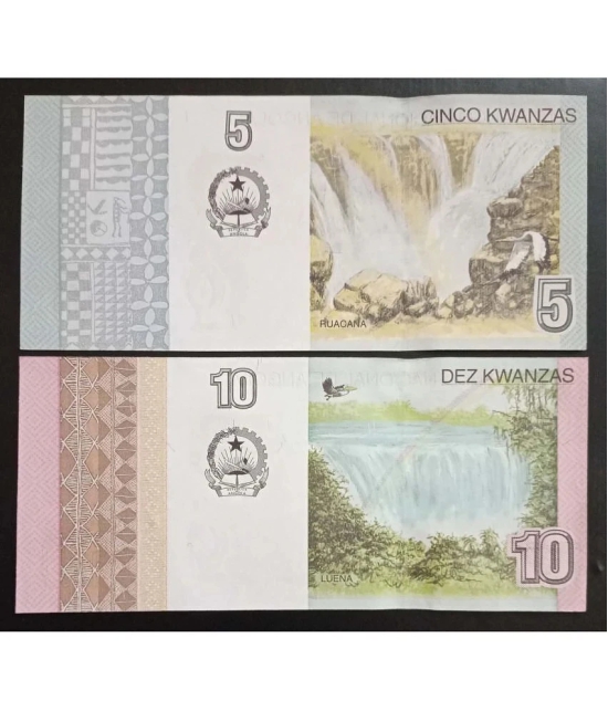 Hop n Shop - Angola 5 & 10 Kwanzas Set of 2 Gem UNC 2 Paper currency & Bank notes