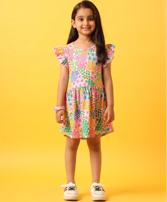 FLOWERS PRINT FRILL DRESS-PINK-10-12 YEARS / 1N / PINK