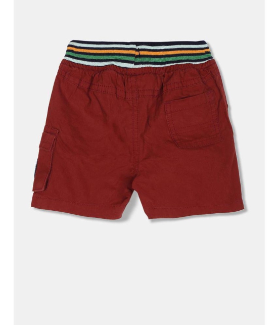 Boys Maroon Striped Waist Woven Shorts - None