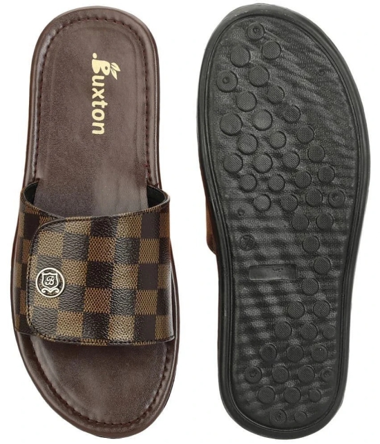 Buxton Brown Mens Slide Flip Flop - None