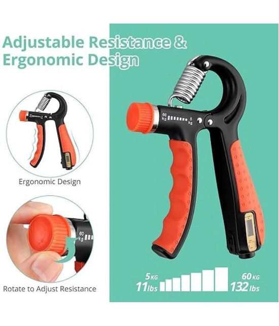 Hand Grip Strength Trainer with Counter, Hand Grip Strengthener with Counter, Adjustable Resistance Non-Slip Gripper, Perfect for Athletes & Hand Exercising (Orange) Pack of 1Pack of 1 - Ora