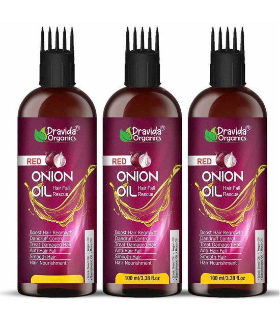 Dravida Organics Red Onion Oil for Controls Hair Fall and Hair Growth 100 mL Pack of 3