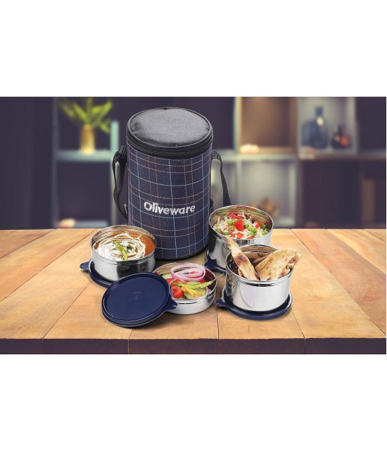 Oliveware Stainless Steel Lunch Box 3 - Container ( Pack of 1 )