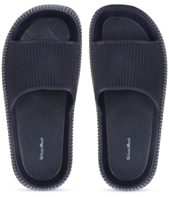 UrbanMark Men Comfortable Light Weight Cushioned Slide Flip-Flop-Navy - None