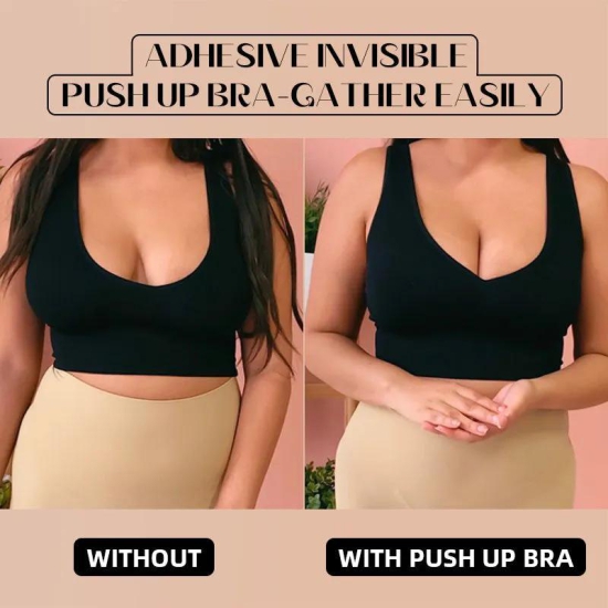 Sticky Push Up Bra (Buy 1 Get 1 Free)-Small (B) / Black + Nude (2 Set)