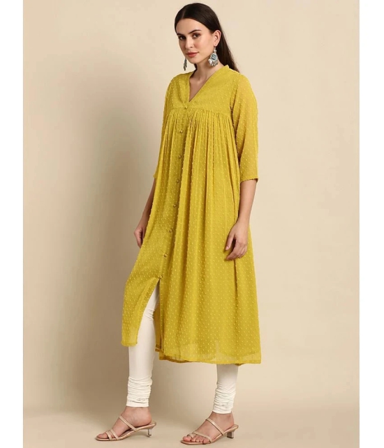 Janasya - Yellow Chiffon Womens Front Slit Kurti ( Pack of 1 ) - None