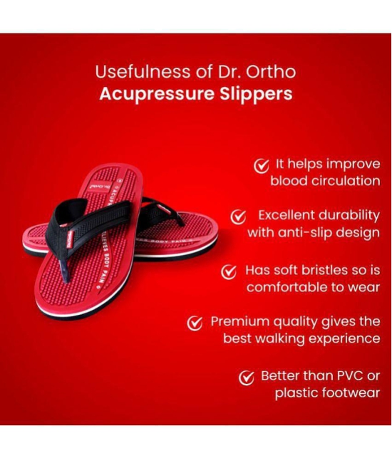 Dr.Ortho Slippers - Red Men's Massage Flip Flop - None