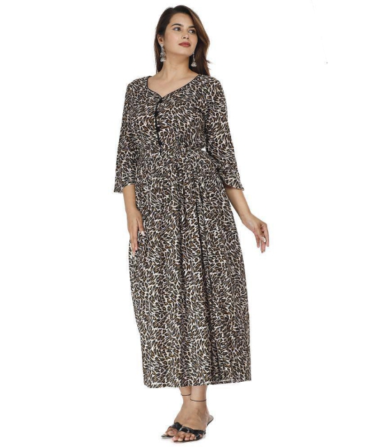 HIGHLIGHT FASHION EXPORT Cotton Brown A- line Dress - Single - M