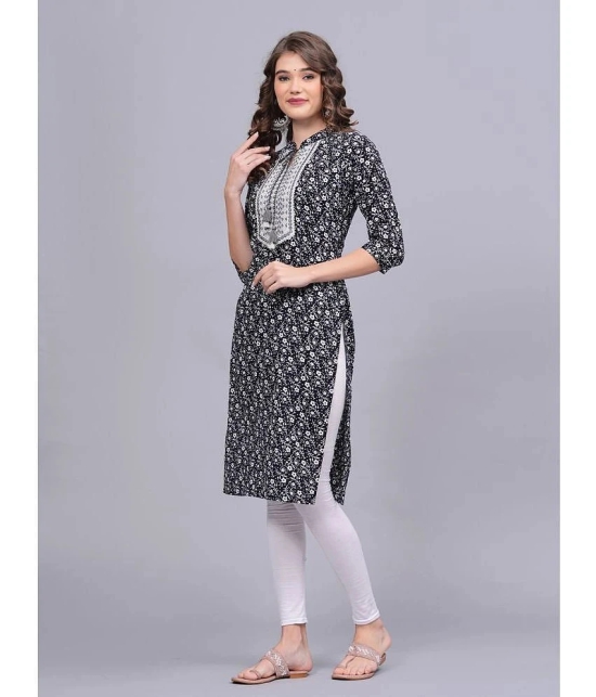 HIGHLIGHT FASHION EXPORT Cotton Printed Straight Womens Kurti - Black ( Pack of 1 ) - None