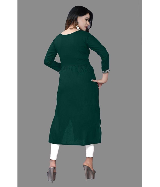 haya fashion - Green Rayon Women's Straight Kurti ( Pack of 1 ) - None