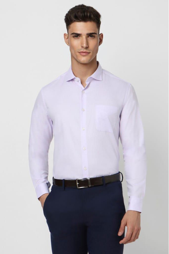Men Lilac Slim Fit Formal Full Sleeves Formal Shirt