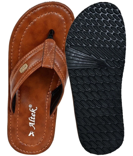 Altek Brown Mens Thong Flip Flop - None