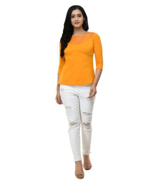 SAAKAA Poly Viscose Regular Tops - Yellow Single - L