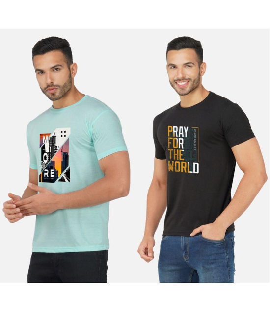 CHOZI Cotton Blend Regular Fit Printed Half Sleeves Mens T-Shirt - Multicolor ( Pack of 2 ) - None