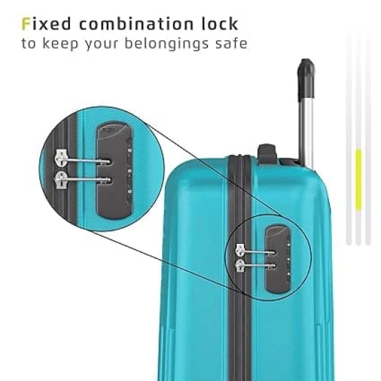 Astra 8 Wheels 56 Cms Small Cabin Trolley Bag Hard Case Polycarbonate 360 Degree Wheeling System Luggage, Trolley Bags for Travel, Suitcase for Travel, Cyan