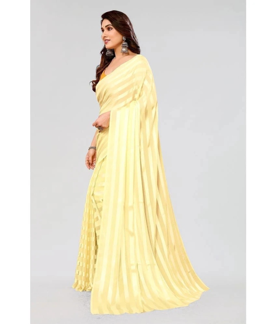 ANAND SAREES Satin Striped Saree Without Blouse Piece - Yellow ( Pack of 1 ) - Yellow