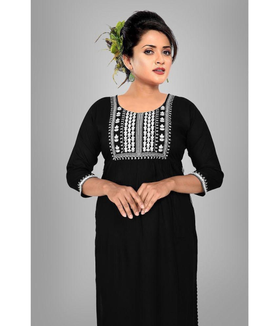 haya fashion - Black Rayon Women's Straight Kurti ( Pack of 1 ) - None