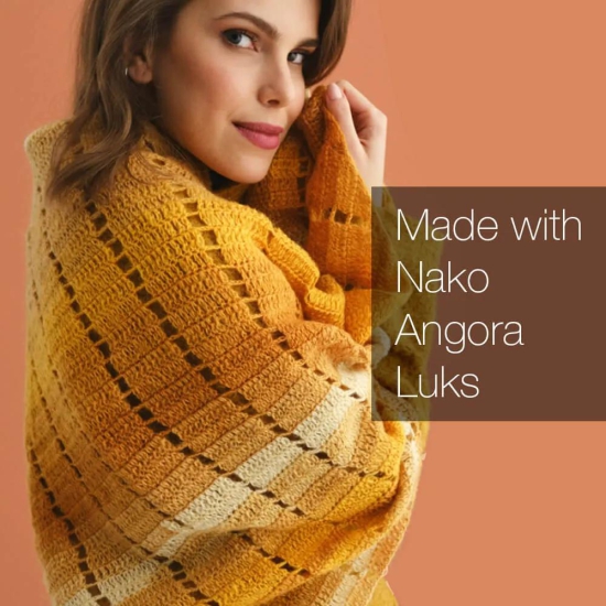 Nako Angora Luks Yarn - Open Fall Rose 318