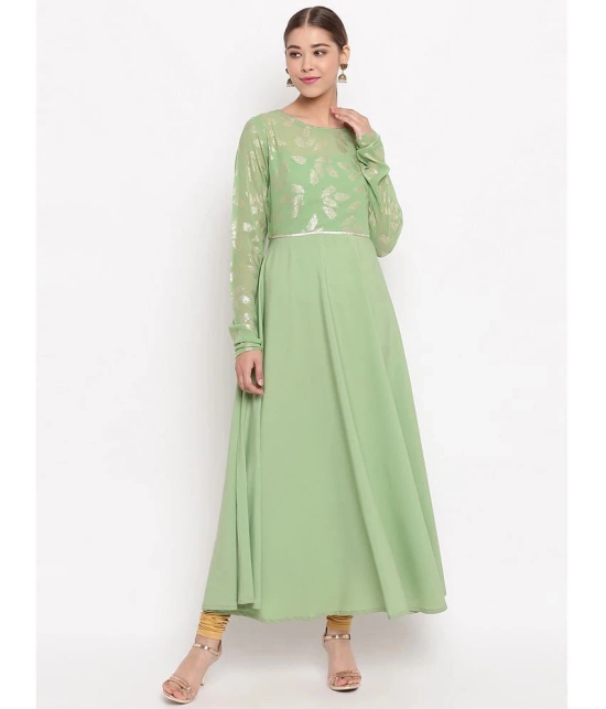 Janasya - Green Crepe Womens Flared Kurti ( Pack of 1 ) - S